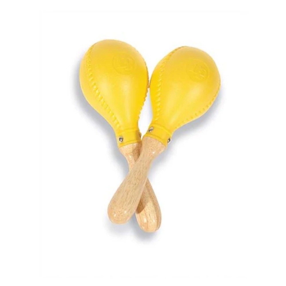Yellow Leather Maracas with Wooden Handles ONLY ONE RATTLE USED